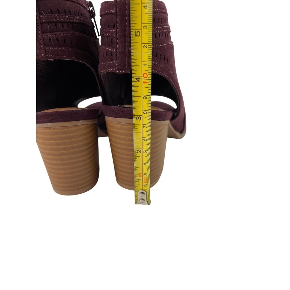 Sonoma Thelma Burgundy Faux Suede Open Toe Bootie Womens Size 7M - Picture 10 of 10
